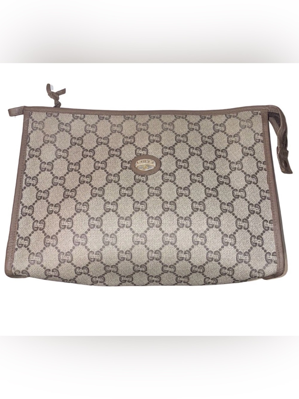 Authentic Vintage Gucci Plus GG Monogram Zip Clutch